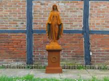 Beeld Maria op sokkel, 180 cm, gietijzer, groot kerkbeeld