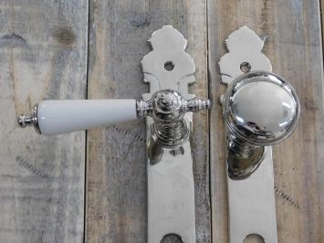 Nikkel PZ92-deurset met porseleinen ivoor kleurig handvat - Exquisit-deurfitting met knop.