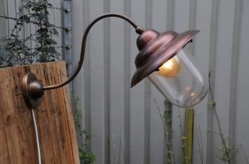 Retro-Wandleuchte, aus Kupfer + Messing und Glas