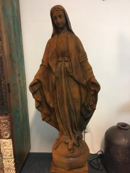 Mutter Maria, Kirchenstatue, groß auf Sockel, Stein, Oxid