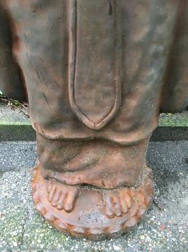Grüßende Buddha XXL Statue, Vollstein, oxide Farbe