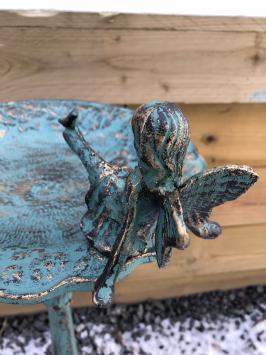 Gusseisernes Vogeltränke, stehend, Vogelbad antik, Gartendekoration