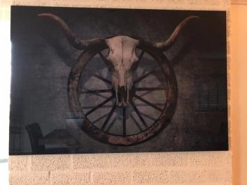 Wanddekoration Kunst auf Glas, volle Farbe SKULL