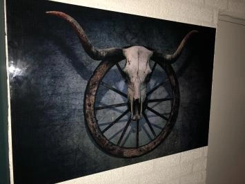Wanddekoration Kunst auf Glas, volle Farbe SKULL