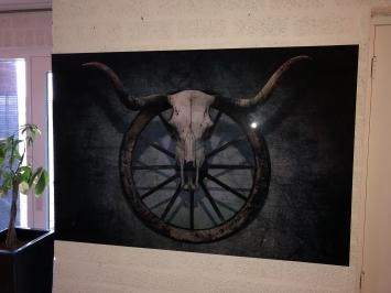 Wanddekoration Kunst auf Glas, volle Farbe SKULL