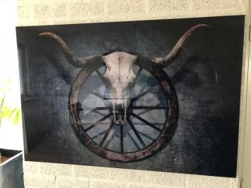 Wanddekoration Kunst auf Glas, volle Farbe SKULL