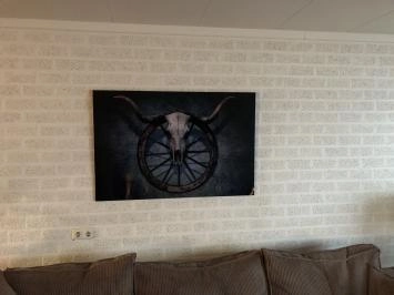 Wanddekoration Kunst auf Glas, volle Farbe SKULL