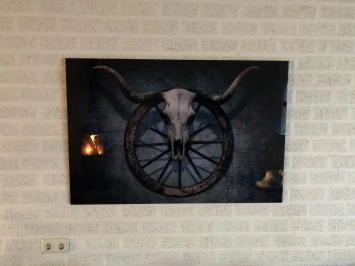 Wanddekoration Kunst auf Glas, volle Farbe SKULL