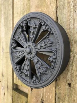 Verstellbares Lüftungsgitter, rundes Kamingitter, Alu schwarz