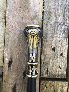Wandelstok vrijmetselarij / tempeliers, uniek en exclusief, messing
