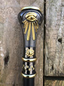 Wandelstok vrijmetselarij / tempeliers, uniek en exclusief, messing