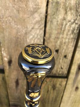 Wandelstok vrijmetselarij / tempeliers, uniek en exclusief, messing