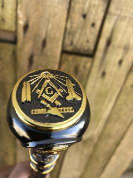 Wandelstok vrijmetselarij / tempeliers, uniek en exclusief, messing