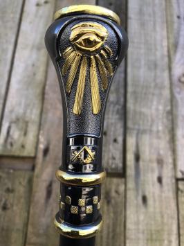 Wandelstok vrijmetselarij / tempeliers, uniek en exclusief, messing