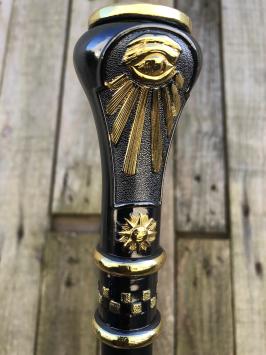 Wandelstok vrijmetselarij / tempeliers, uniek en exclusief, messing