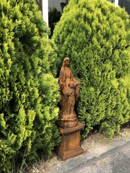 Jungfrau Maria mit Kind, massives Steinoxid auf Sockel, Gartendekoration