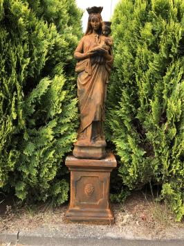 Statue von Maria - Kind, voll Stein Statue auf Oxid-Sockel