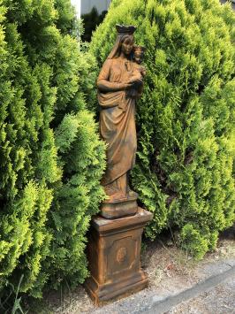 Statue von Maria - Kind, voll Stein Statue auf Oxid-Sockel