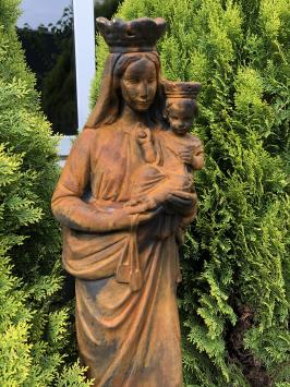 Statue von Maria - Kind, voll Stein Statue auf Oxid-Sockel