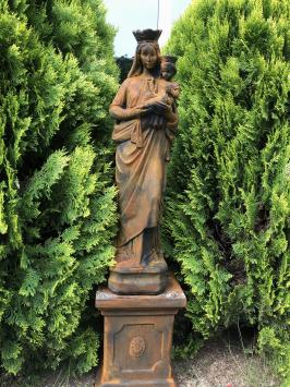 Statue von Maria - Kind, voll Stein Statue auf Oxid-Sockel