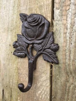 Einer Rose, gusseiserner Garderobenständer, antik, braun