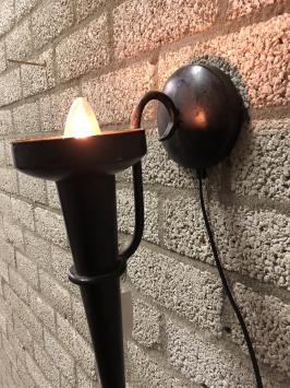 1 Kasteelfakkel metaal als wandlamp, metaal