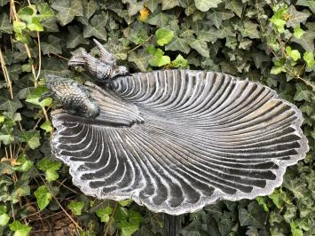 Groot staand vogelbad, vogel bad op voet, vogelvoeder bad, gietijzer, zwaar