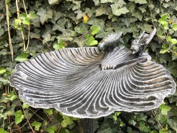 Groot staand vogelbad, vogel bad op voet, vogelvoeder bad, gietijzer, zwaar