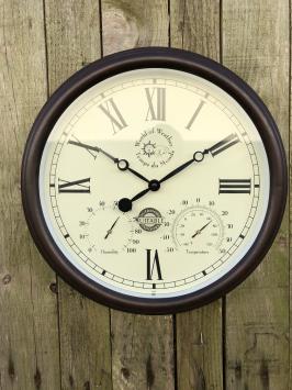 Station Uhr, Outdoor, Garten, Uhr mit Thermometer, Hydrometer