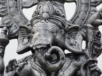 Ganesha beeld, groot, zilvergrijs met zwart, polystone, exclusief