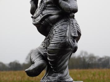 Ganesha beeld, groot, zilvergrijs met zwart, polystone, exclusief