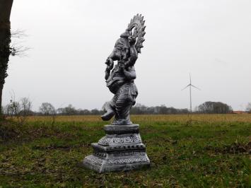 Ganesha beeld, groot, zilvergrijs met zwart, polystone, exclusief