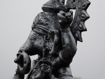 Ganesha beeld, groot, zilvergrijs met zwart, polystone, exclusief