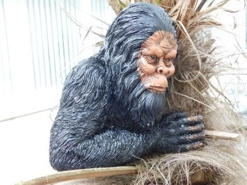 Affe - Tierstatue - Wanddekoration - wegschauend - schwarz/braun