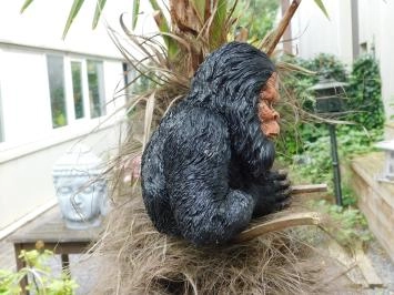 Affe - Tierstatue - Wanddekoration - wegschauend - schwarz/braun