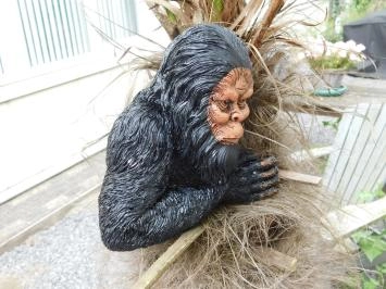 Affe - Tierstatue - Wanddekoration - wegschauend - schwarz/braun