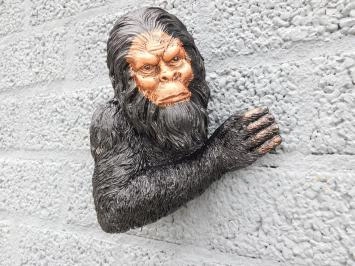 Affe - Tierstatue - Wanddekoration - wegschauend - schwarz/braun