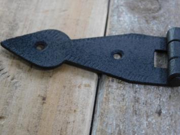 Antiek-look, scharnier, sierlijke band, antieke fitting, doosbeslag getextureerd-11,5 cm