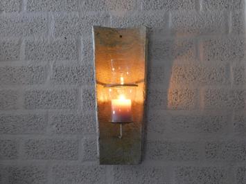 Windlicht mit Kerzenständer und Glaskolben. in Goldfarbe!