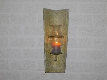 Windlicht mit Kerzenständer und Glaskolben. in Goldfarbe!