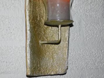 Windlicht mit Kerzenständer und Glaskolben. in Goldfarbe!