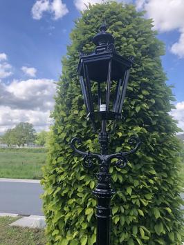 Buitenlamp, lantaarn Amsterdam met keramische fitting en glas, gegoten aluminium zwart of groen, 320 cm