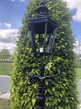 Buitenlamp, lantaarn Amsterdam met keramische fitting en glas, gegoten aluminium zwart of groen, 320 cm