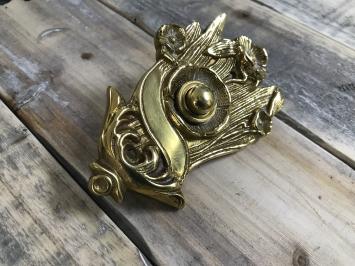 Retro Türklingel Jugendstil, Messing glänzend, Druckknopf, Klingel