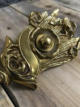 Retro Türklingel Jugendstil, Messing glänzend, Druckknopf, Klingel