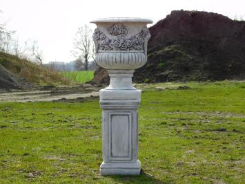 Bloempot met rozen op sokkel - 100 cm - steen