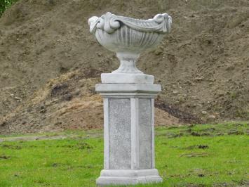 Blumentopf auf Sockel - 85 cm - Stein - klassisch
