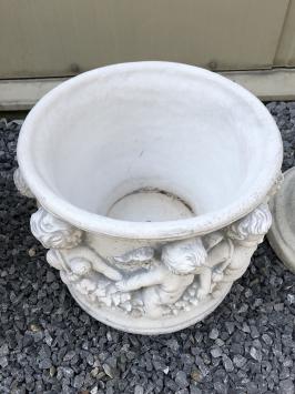 Schwere volle Stein Blumentopf Vase mit Engeln