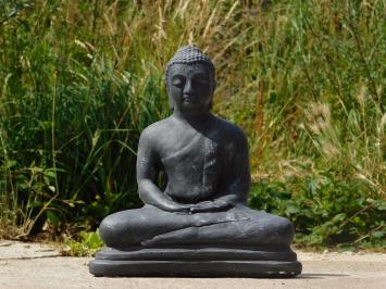 Boeddha in meditatie, gemaakt van vol steen grijs