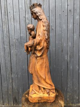 Moeder Maria / Mother Mary met jezus, groot gietijzeren beeld